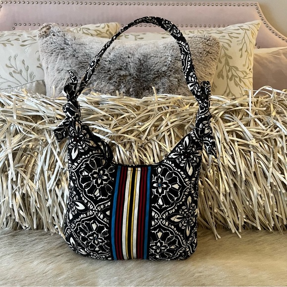 VERA BRADLEY Barcelona 2011 Olivia Bag Mini Y2K Black Blue Red Zip Top I Handle - Picture 1 of 11
